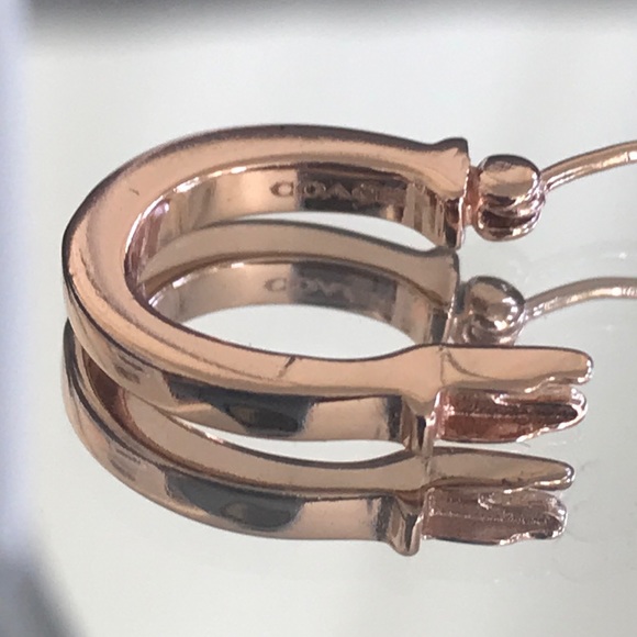 Coach Gold Pave Signature Huggie Earrings - Picture 5 of 12